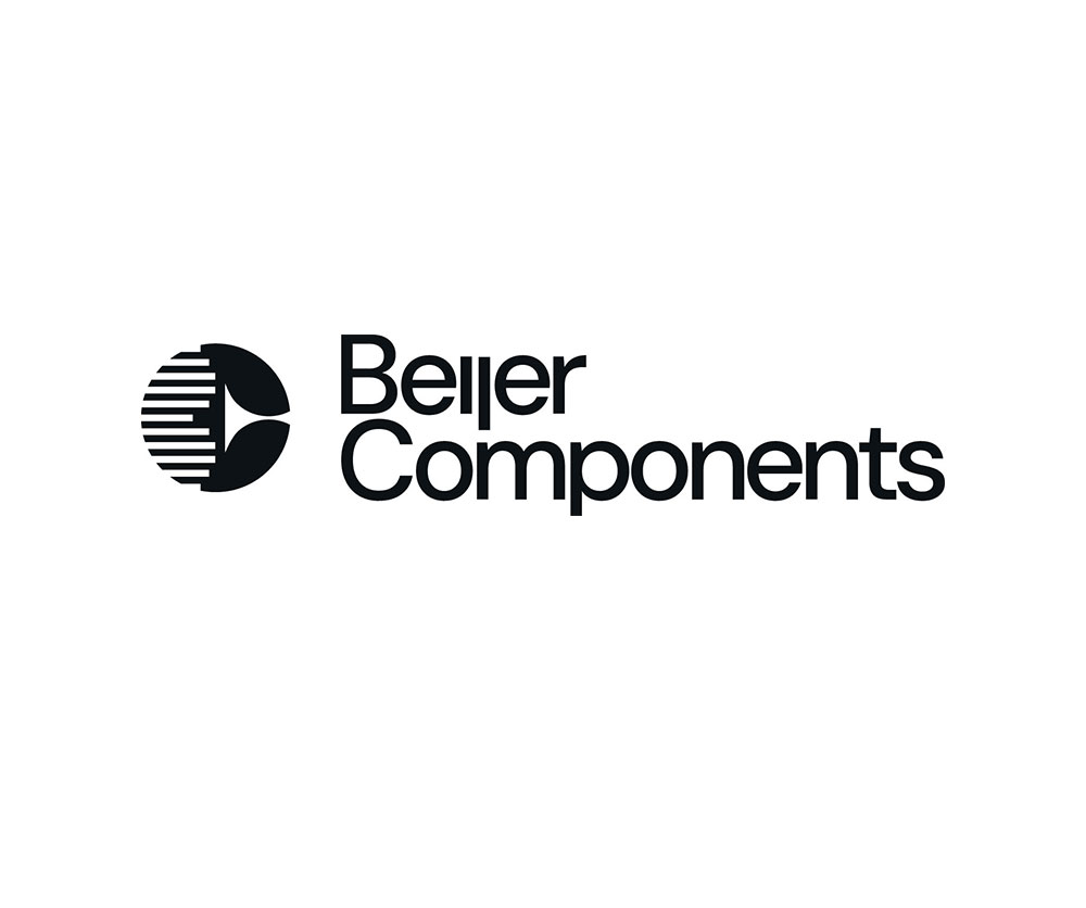 Logo of "Beyer Components" with a minimalist black and white design. A circular icon with a geometric pattern is to the left of the company name.