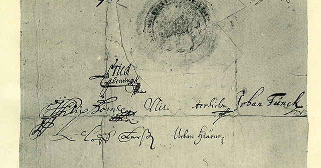 A signed royal order authorizing the construction of an iron hammer in Lesjöström, Sweden. 