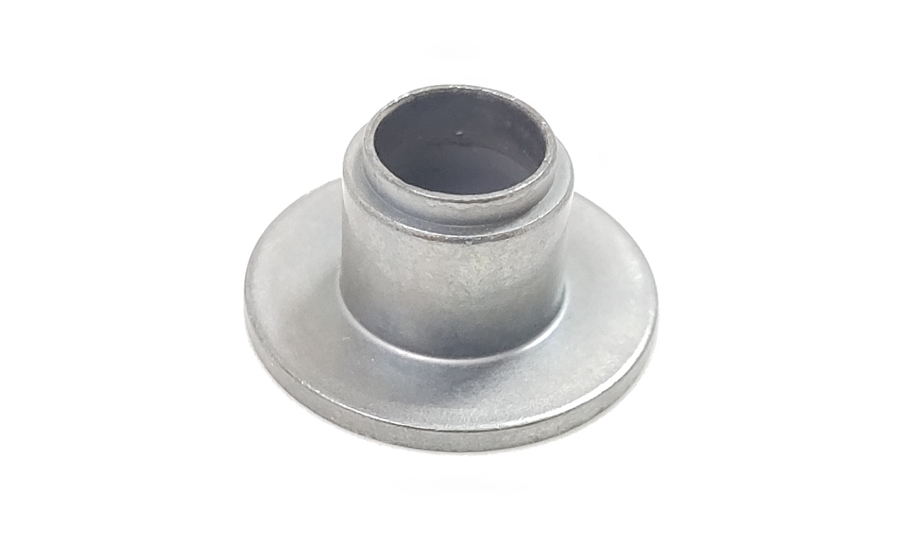 A hollow, cup-shaped metal component with a flat base displayed against a white background.