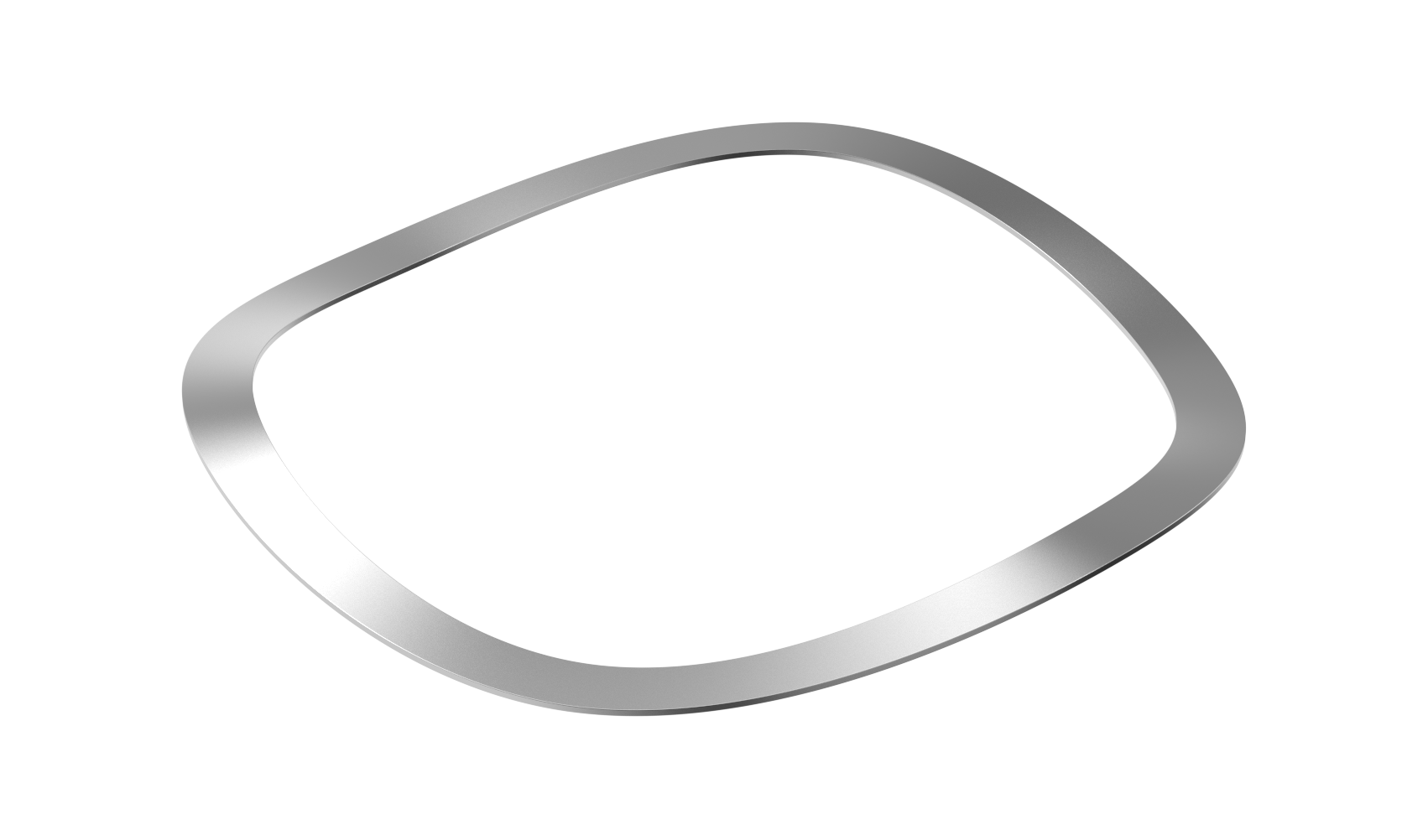 A thin, flat metal ring with a slightly irregular, wave-like shape, shown on a white background.