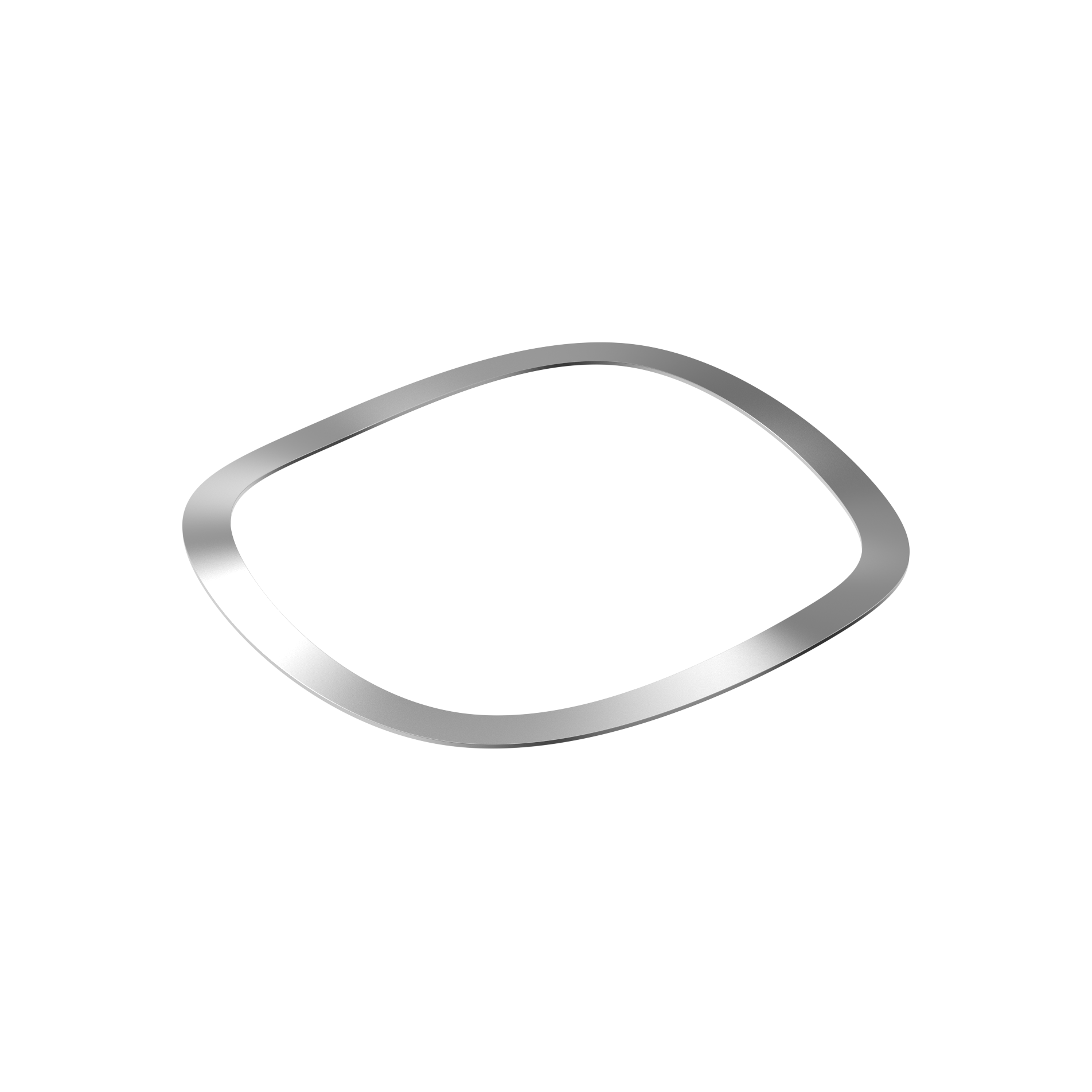 A thin, flat metal ring with a slightly irregular, wave-like shape, shown on a white background.
